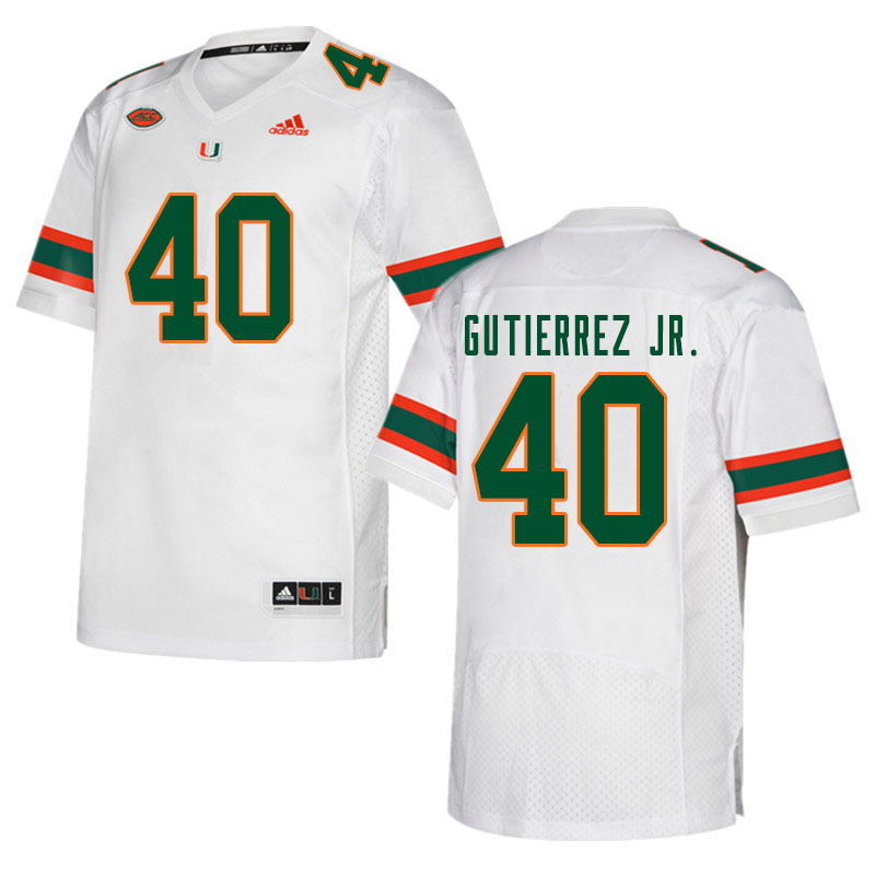 Men #40 Luis Gutierrez Jr. Miami Hurricanes College Football Jerseys Sale-White - Click Image to Close